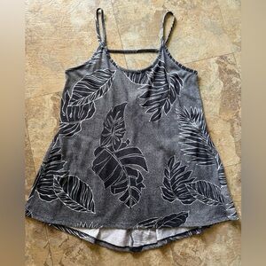 VOLCOM Grey & White Tropical Leaf Print Cami Tank Top